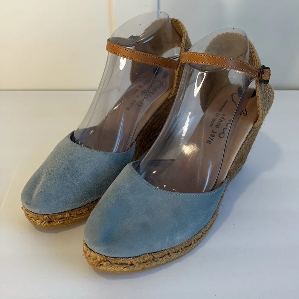 Gaimo Blue Suede Espadrille Wedge